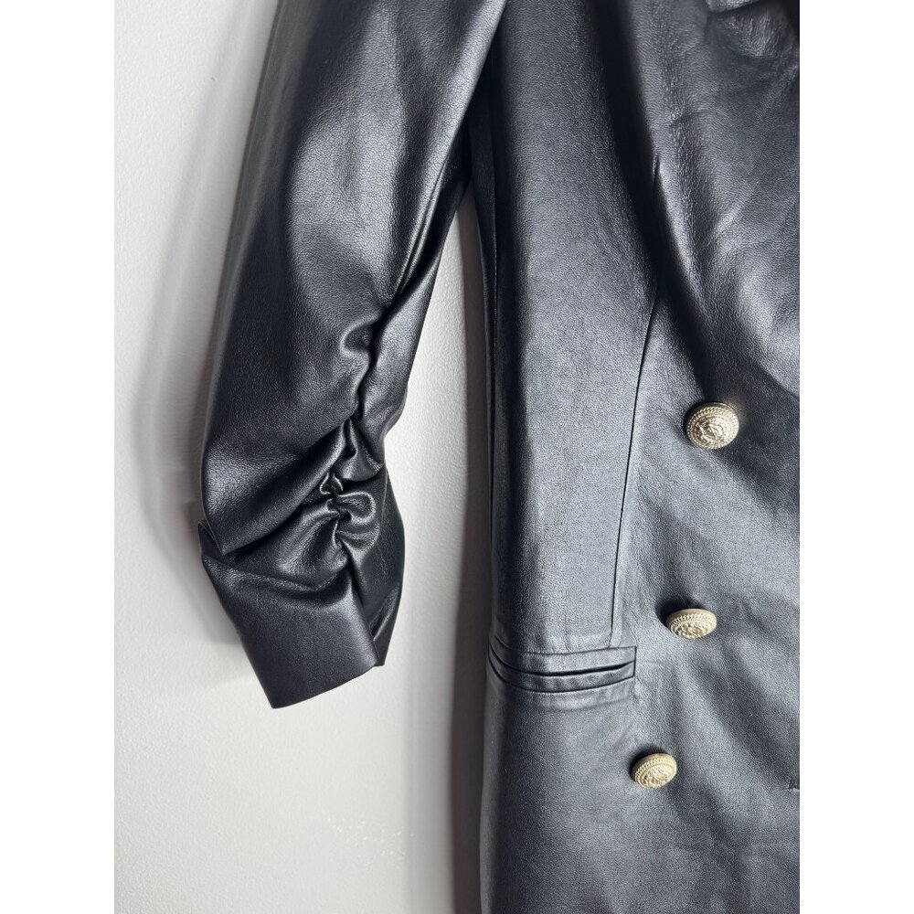 Generation Love Nala Faux Leather Blazer Dress Gold Buttons Size XXS 2XS New - Picture 5 of 7